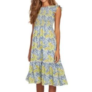 Lost + Wander Boho Floral Dress in Yellow and Blue NWT